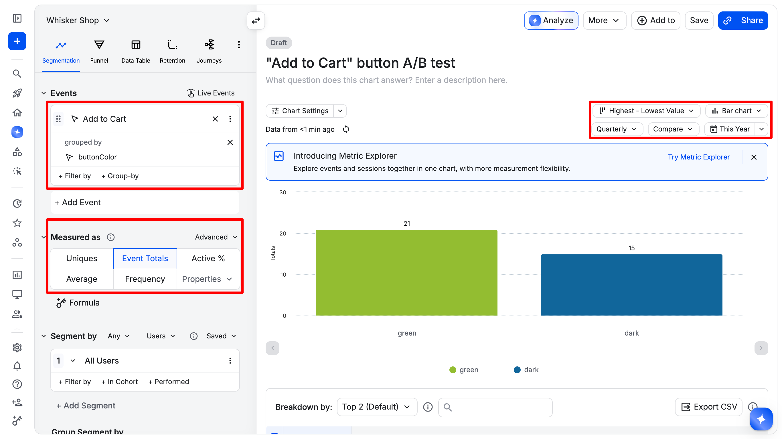 Configure the segmentation chart