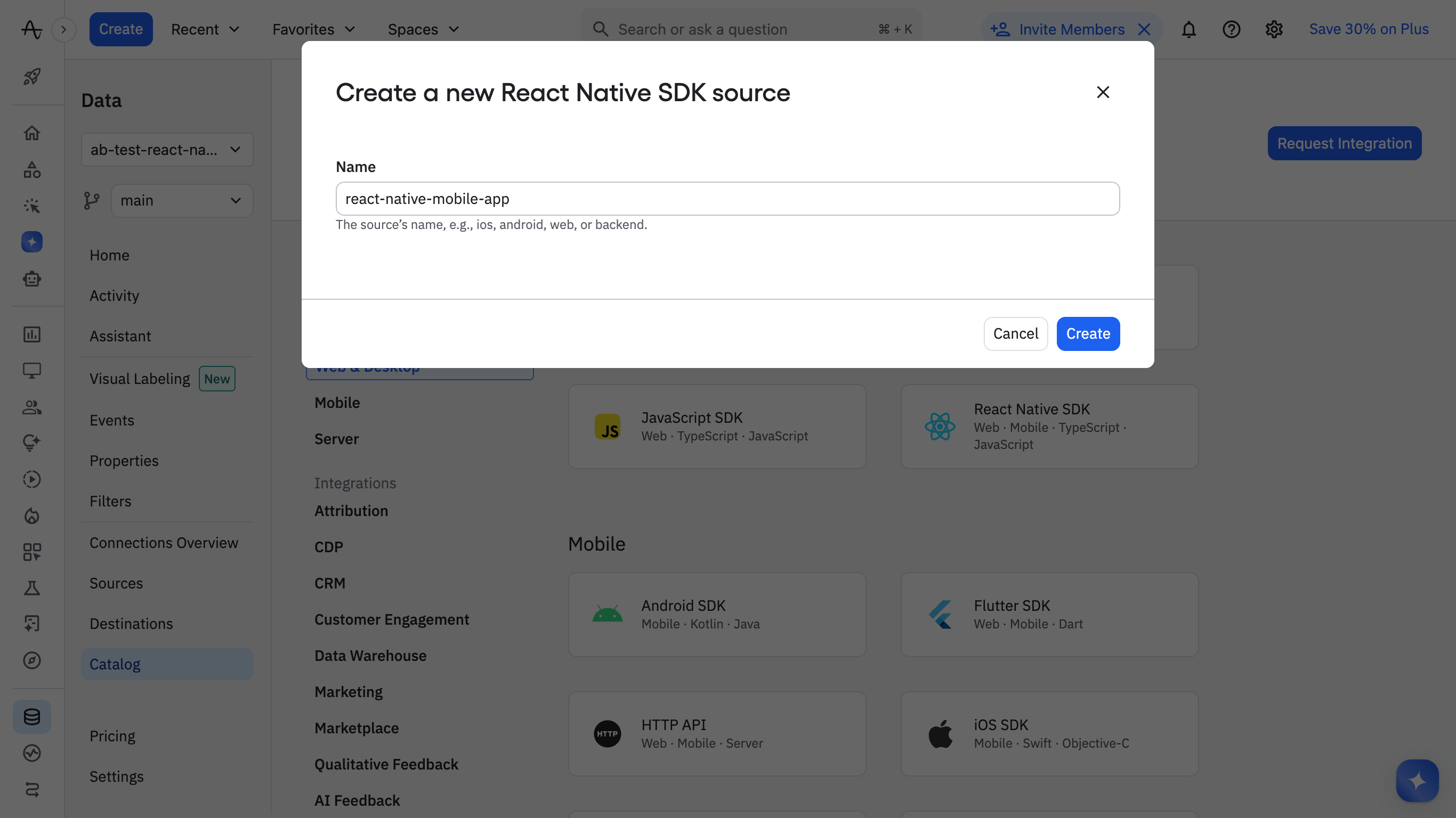 Add Amplitude React Native SDK source to project
