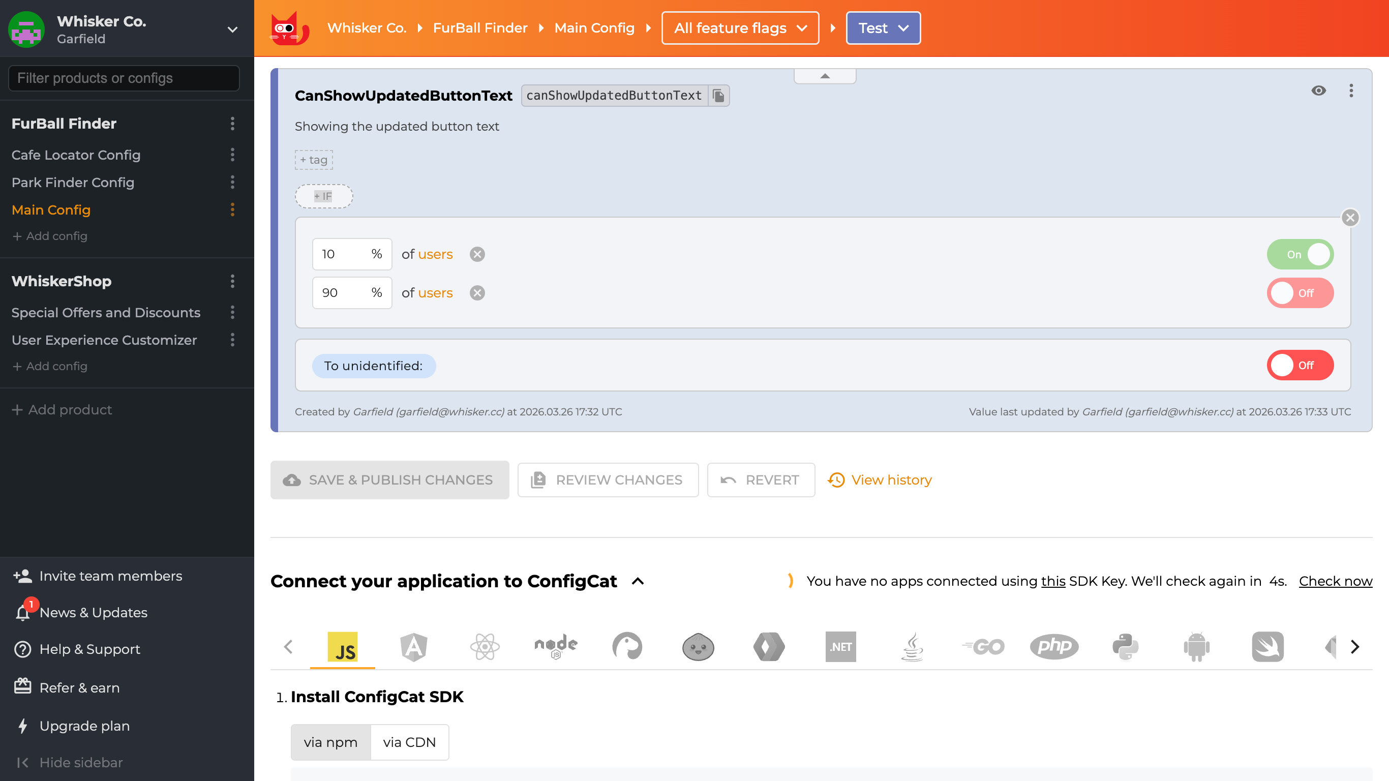 Targeting percentage of users