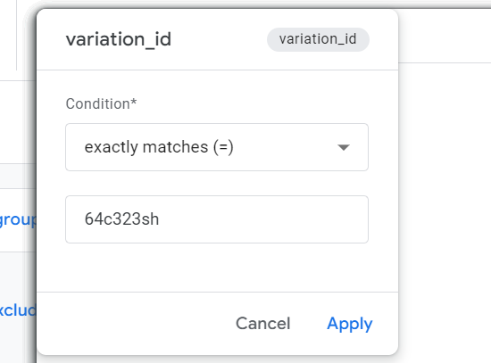 Add variation ID as a condition for belonging to the audience