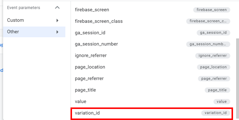 Selecting variation ID from the list of parameters