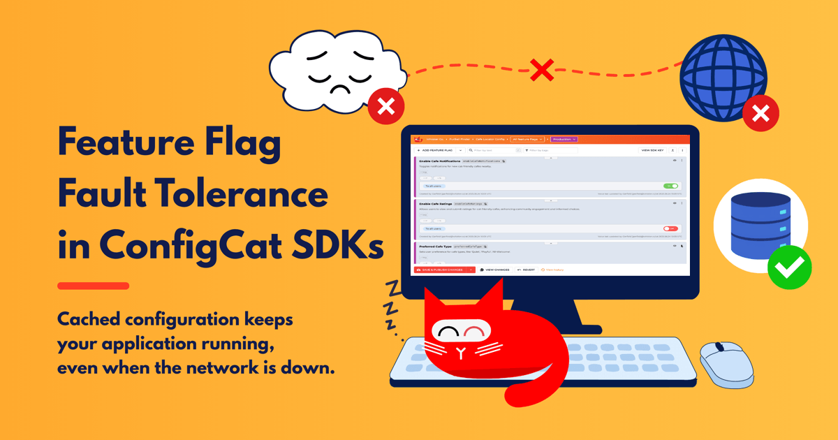 Feature flag fault tolerance in ConfigCat SDKs: cached configuration keeps your application running, even when the network is down
