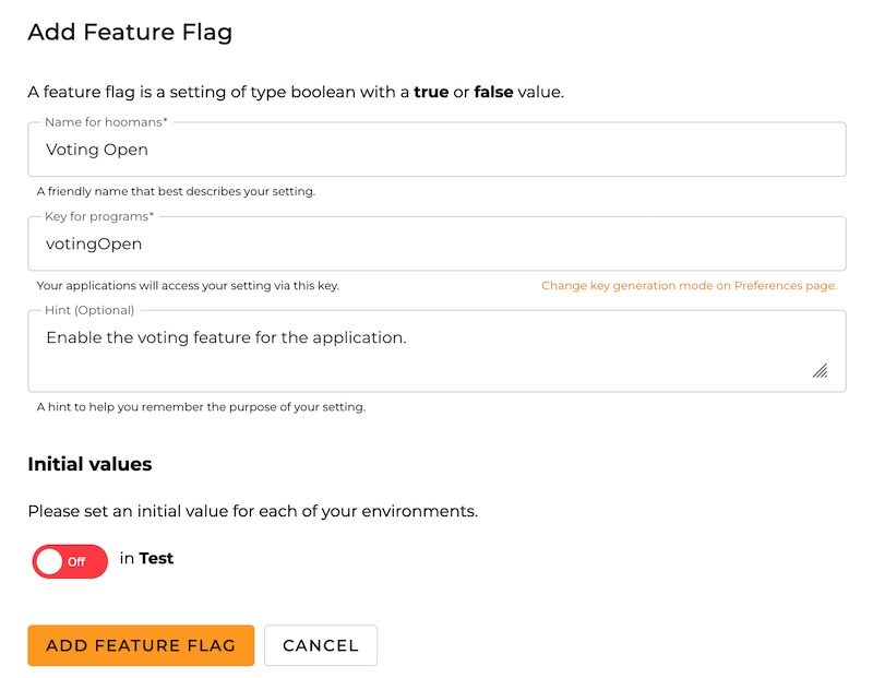 Add feature flag form