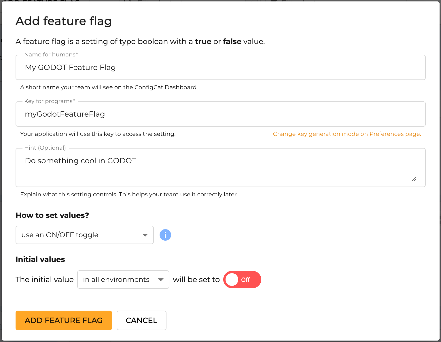 Adding a feature flag