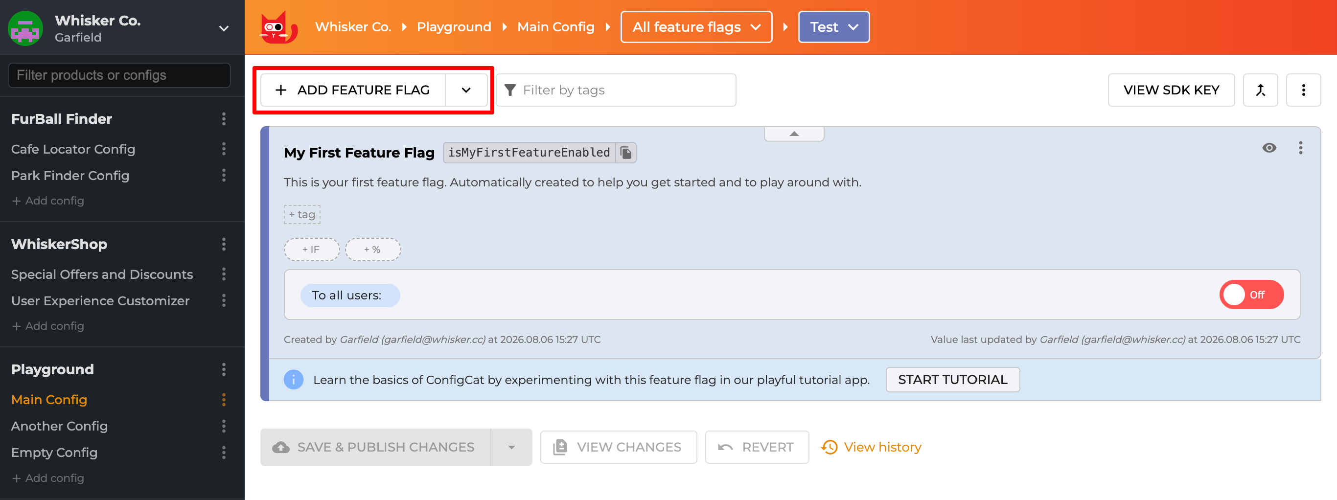 Add feature flag button