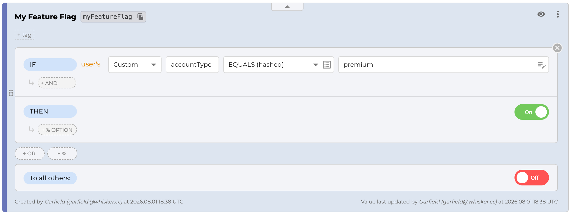 Feature flag with targeting rule