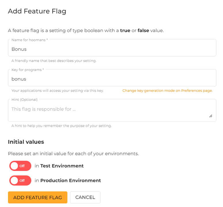 Adding a new feature flag