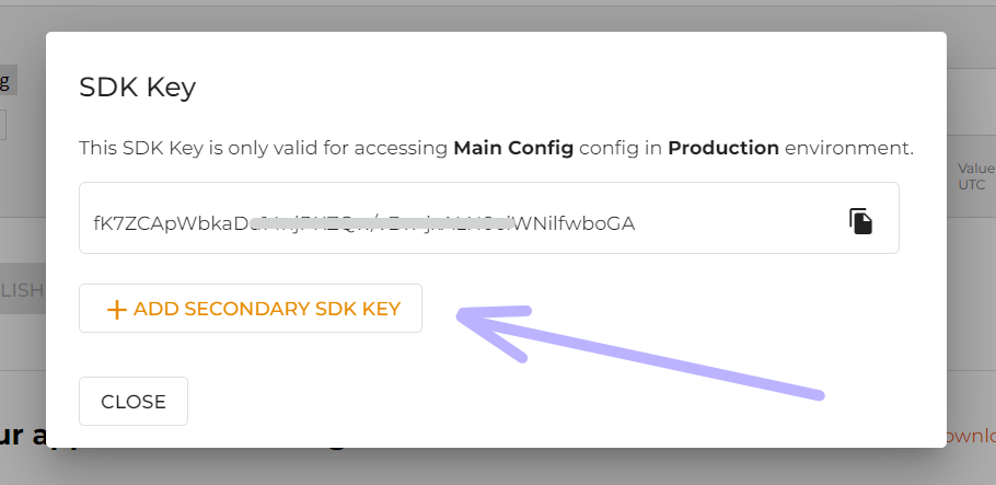 Add Secondary SDK Key
