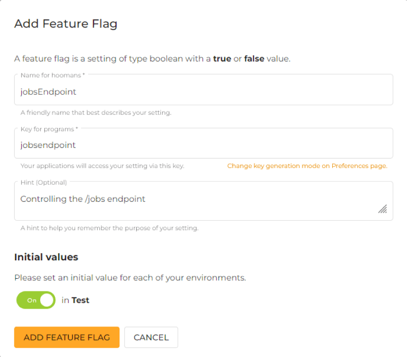 Adding a feature flag