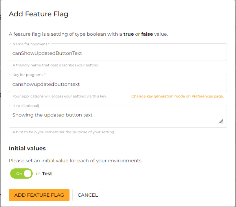 Adding feature flag