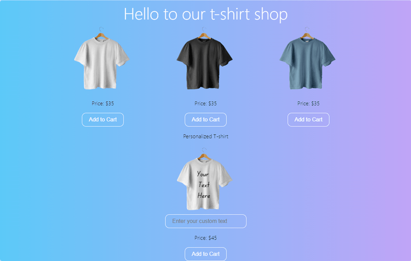 T-shirt Site Example with Feature Flag On