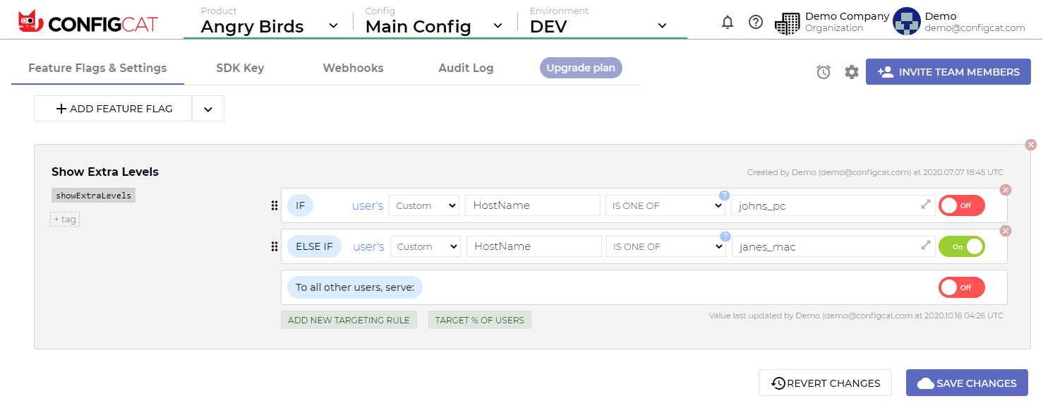 Using ConfigCat environments