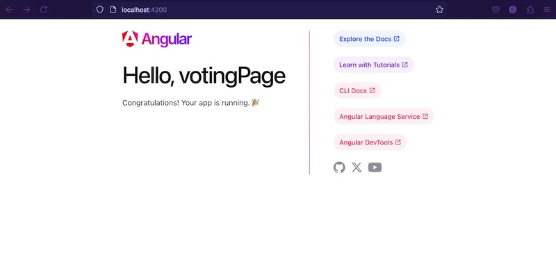 Initial Angular app page