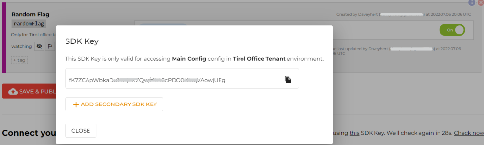 Tenant Environment SDK Key