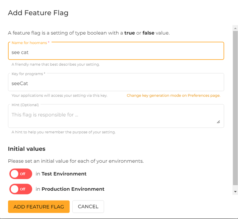 Creating the feature flag