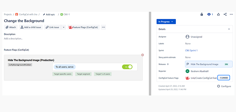 Linked Feature Flags in Jira Issue