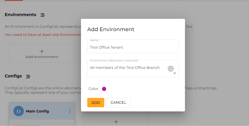 Add New Tenant Environment