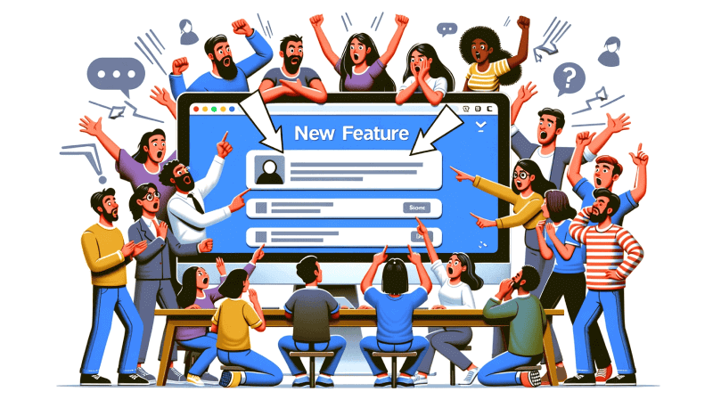 illustration of new feature released and user reactions