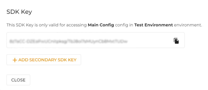 Finding the SDK key on ConfigCat Dashboard