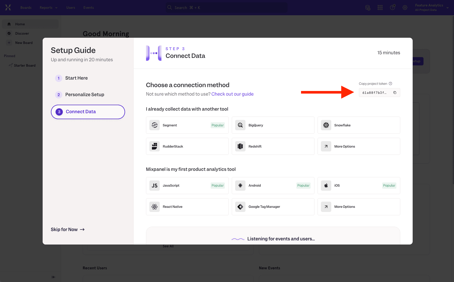 Mixpanel&#39;s onboarding dashboard