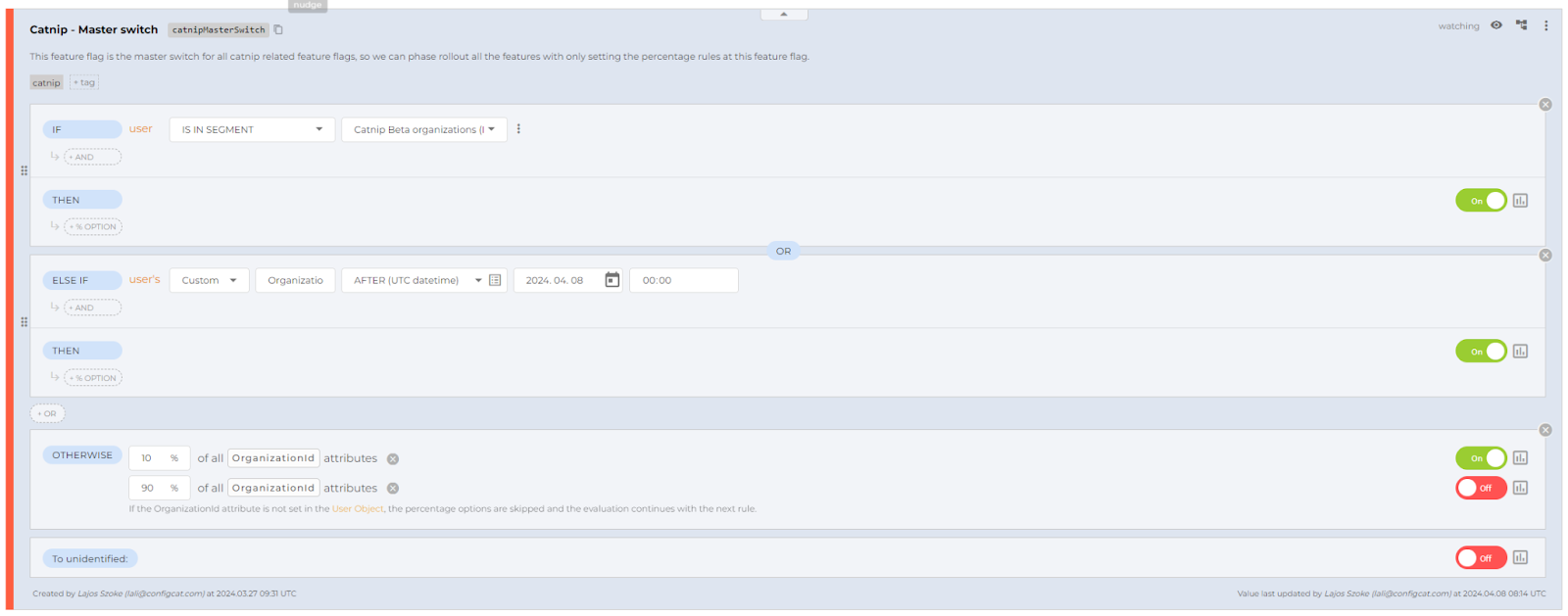 Gradual rollout using Config V2 comparators