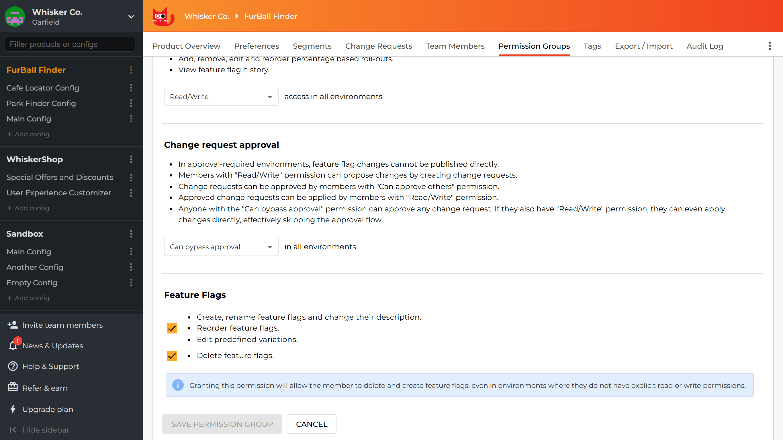 Change request approval permission
