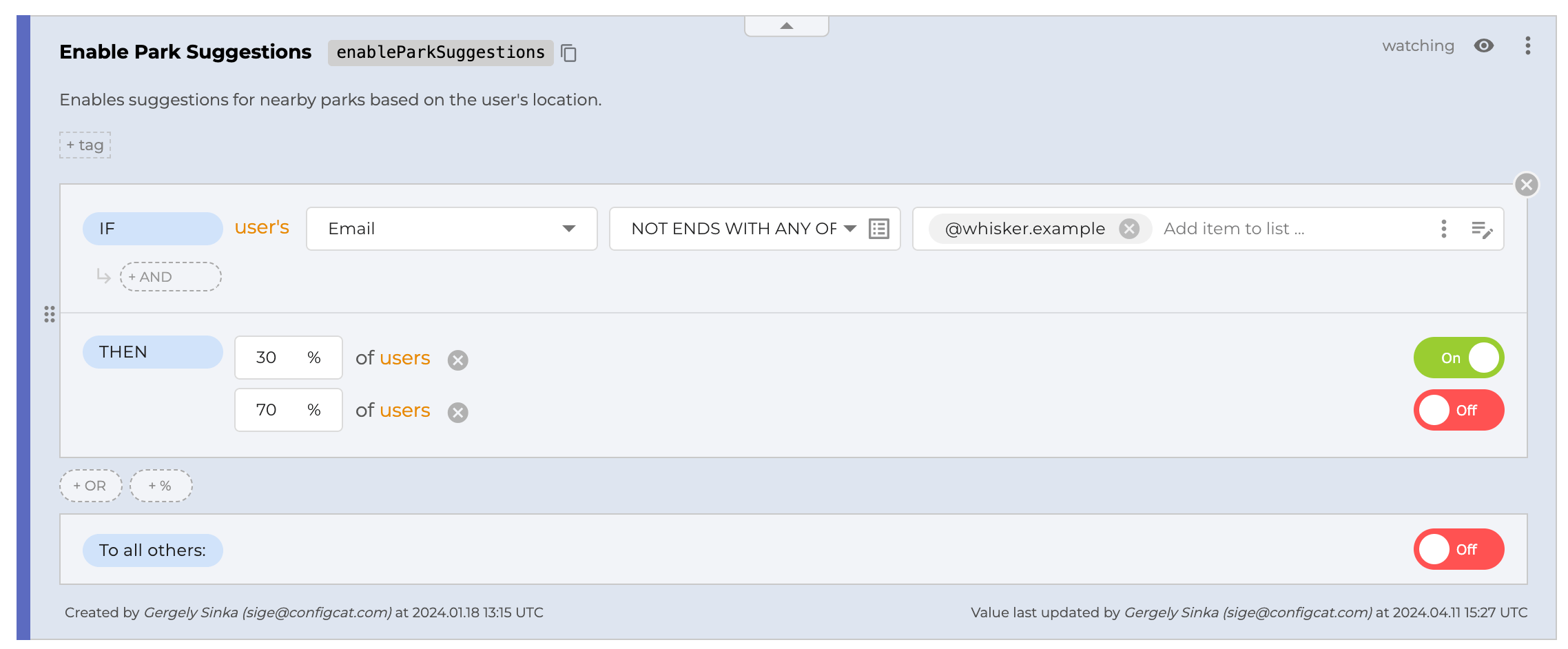 Percentage Options with Targeting Rules
