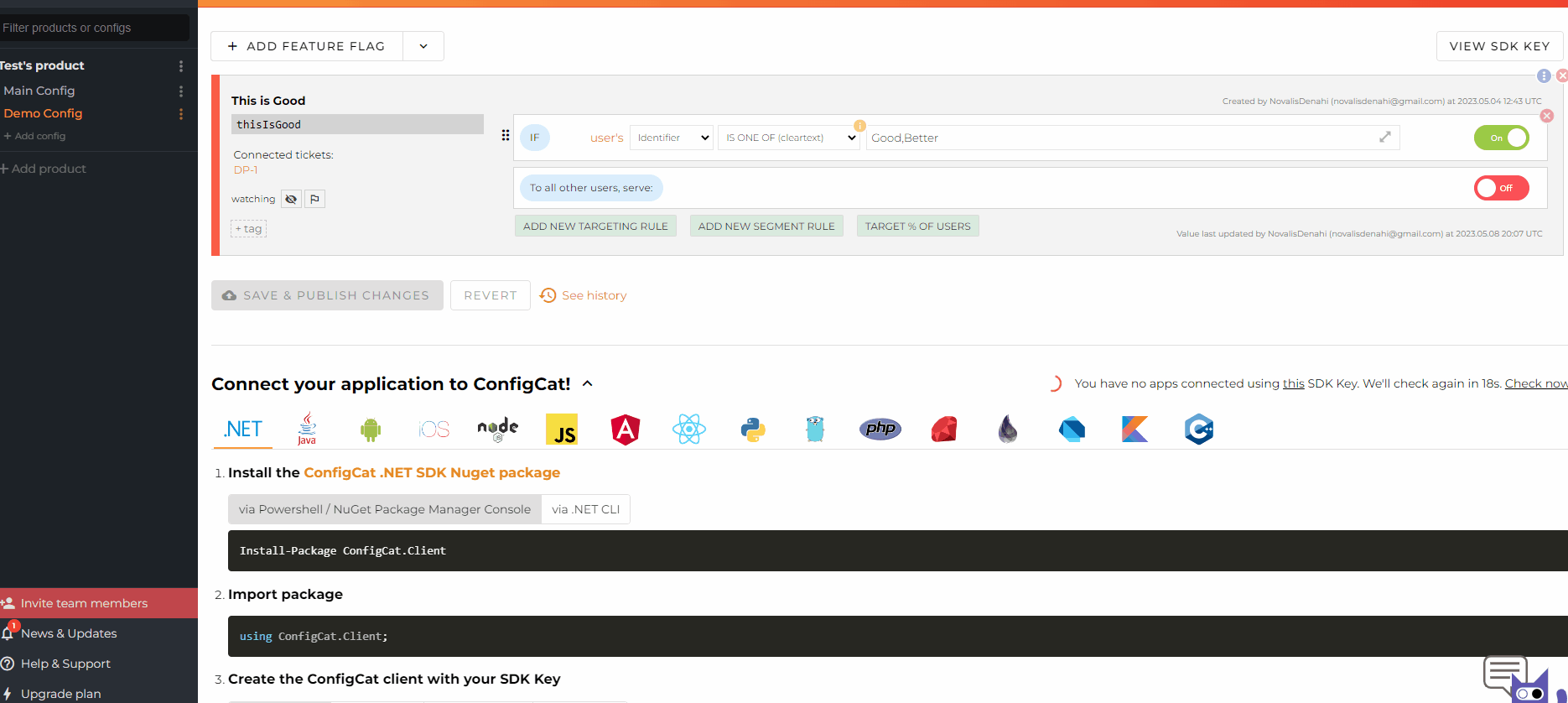 Link in Dashboard
