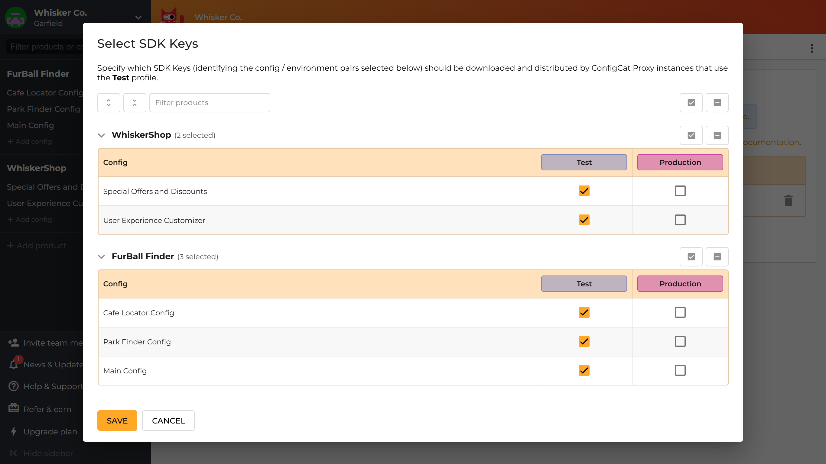 Select SDK Keys