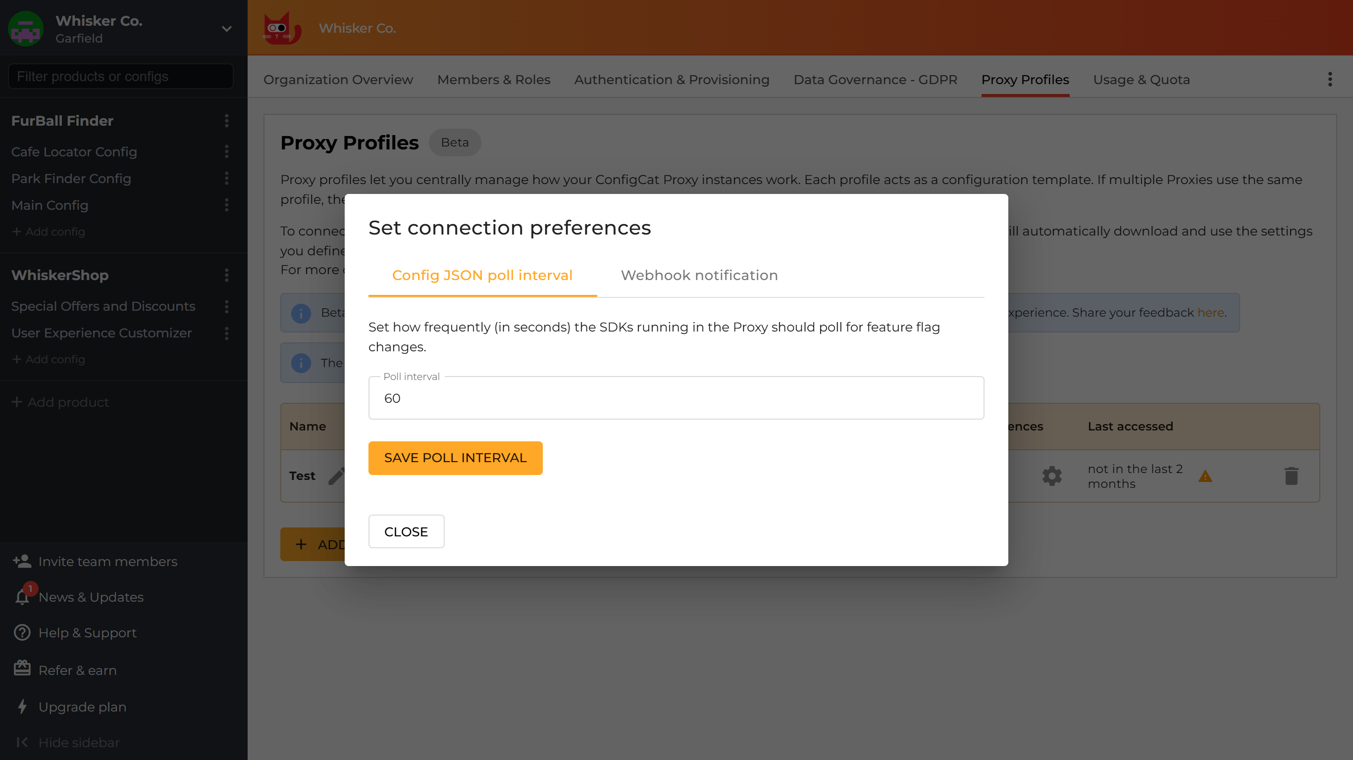 Set config JSON poll interval