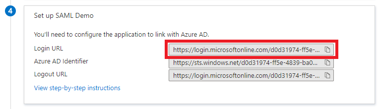 Azure AD metadata login URL