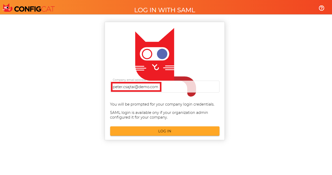 ConfigCat SAML company login