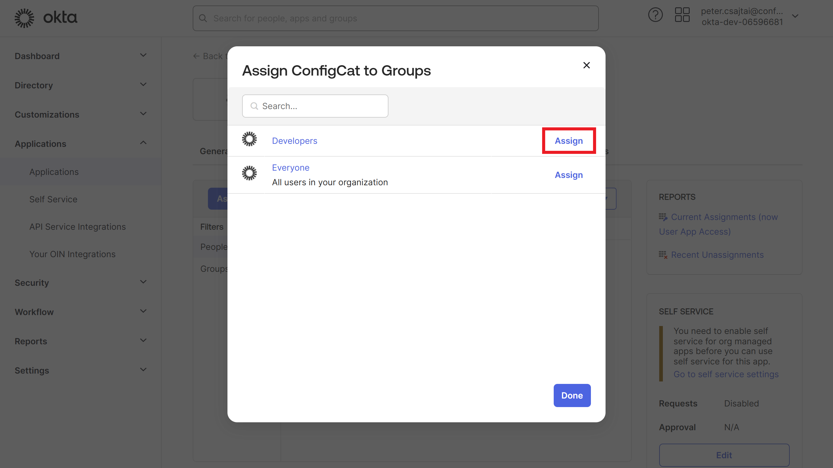 Okta assign group