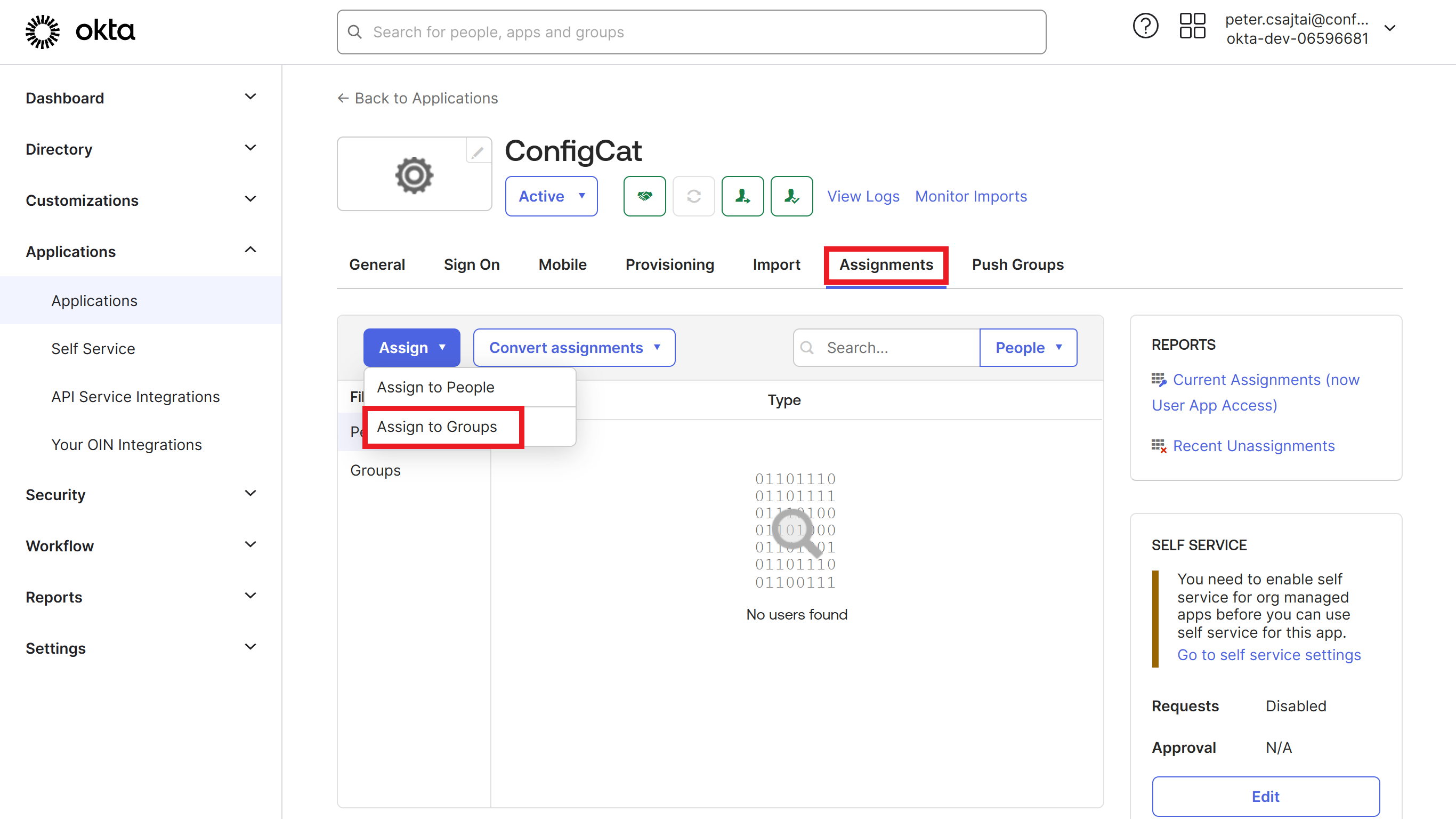 Okta assign groups
