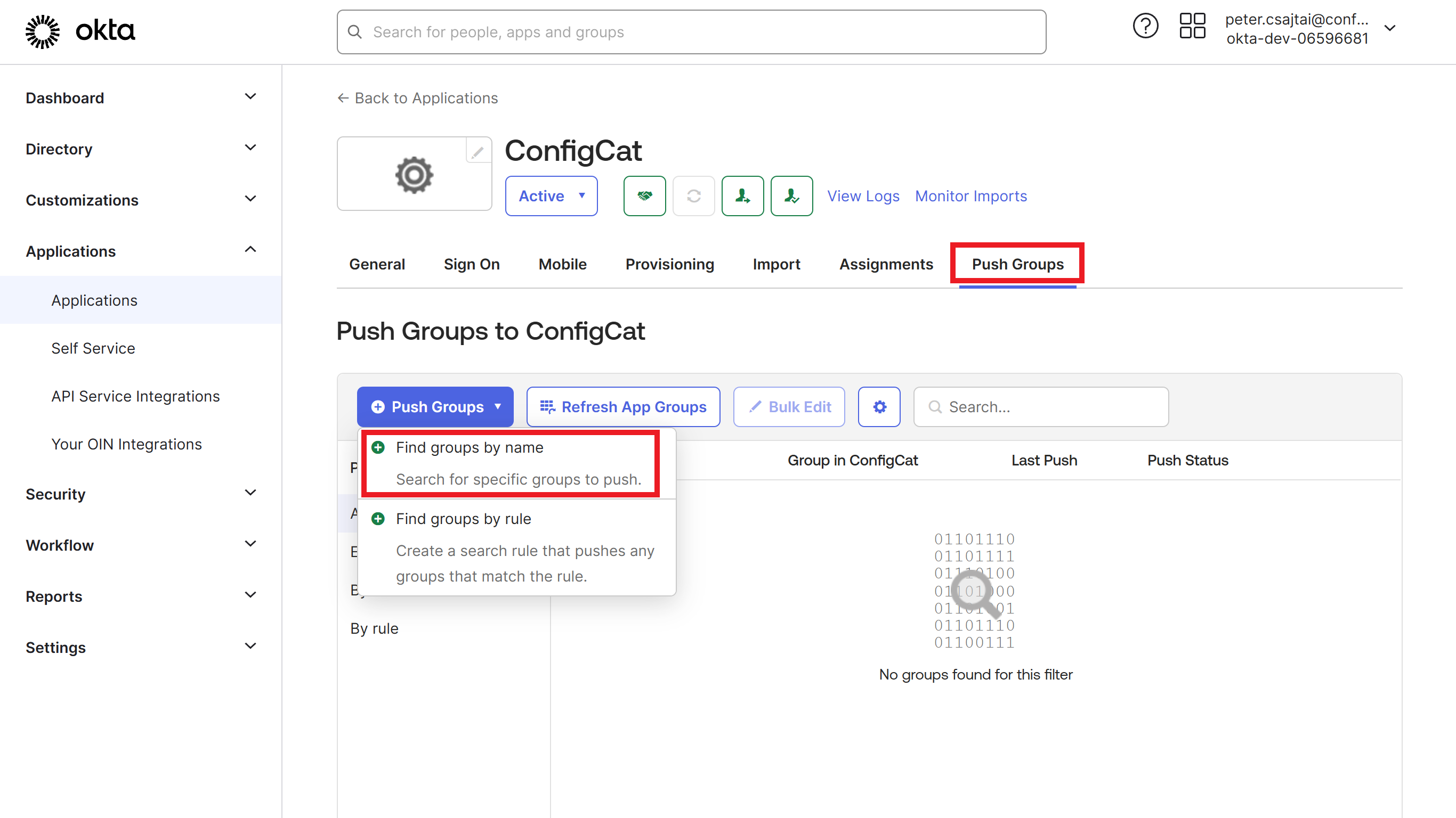 Okta push groups