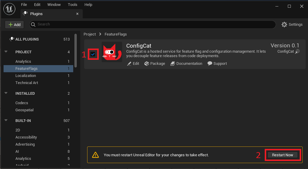 Unreal Engine enable plugin