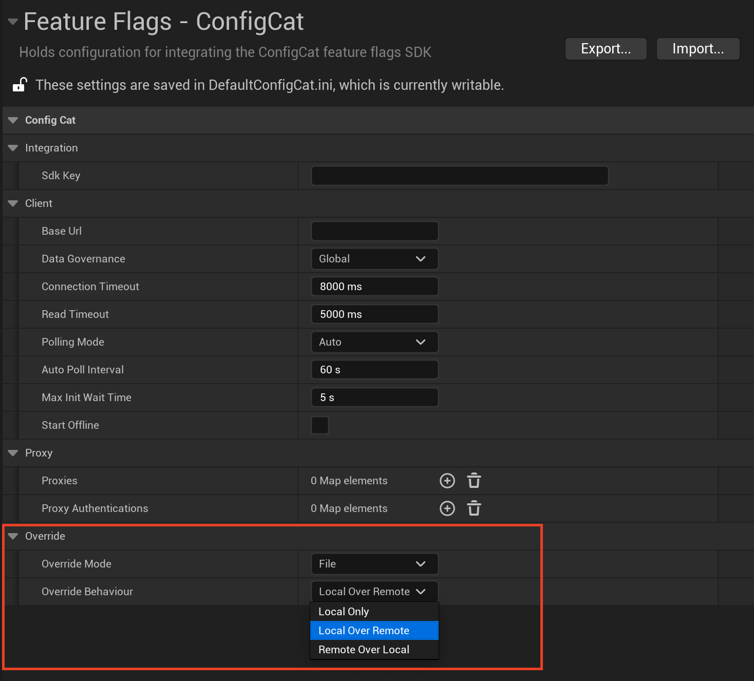 Unreal Engine Settings Overrides